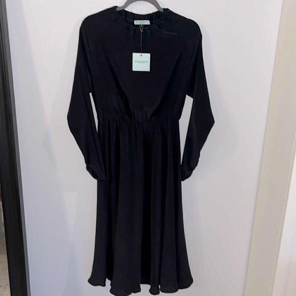 NWT 100% silk Kate Sylvester long-sleeve maxi dress